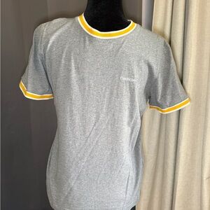 Calvin Klein Gray Short-Sleeve Ringer Tee with Yellow Trim